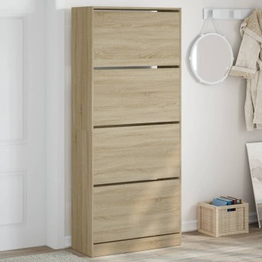 vidaXL Παπουτσοθήκη με 4 Ανακλ. Συρτάρια Sonoma Δρυς 80x34x187,5cm