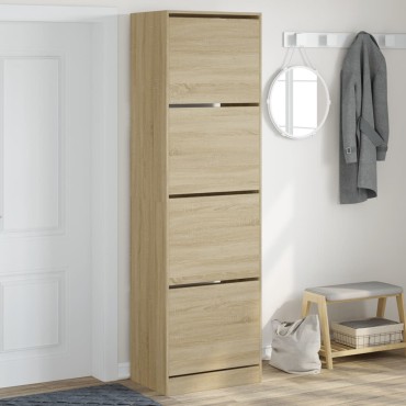 vidaXL Παπουτσοθήκη με 4 Ανακλ. Συρτάρια Sonoma Δρυς 60x42x204cm