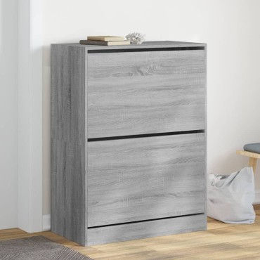 vidaXL Παπουτσοθήκη με 2 Ανακλ. Συρτάρια Γκρι Sonoma 80x42x108cm