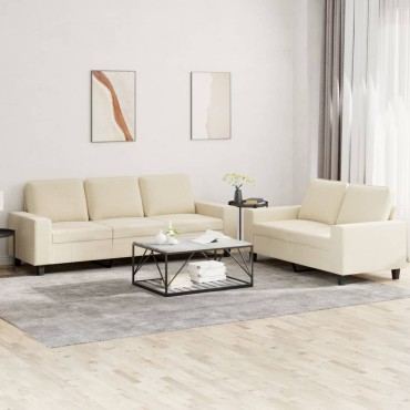 vidaXL Σετ Σαλονιού 2 τεμ. Κρεμ Υφασμάτινο 154x77x80cm  Διθέσιος Τριθέσιος
