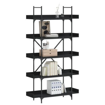 vidaXL Βιβλιοθήκη 5 Επιπέδων Μαύρη 100x33x180,5cm Επεξεργ. Ξύλο 1 τεμ.