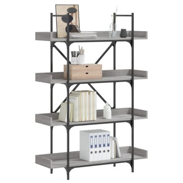 vidaXL Βιβλιοθήκη 4 Επιπέδων Γκρι Sonoma 100x33x145,5cm Επεξεργ. Ξύλο 1 τεμ.