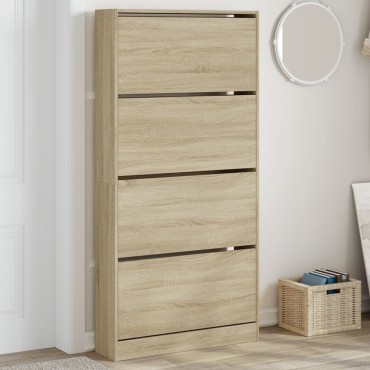 vidaXL Παπουτσοθήκη με 4 Ανακλ. Συρτάρια Sonoma Δρυς 80x21x163,5cm