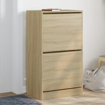 vidaXL Παπουτσοθήκη με 2 Ανακλ. Συρτάρια Sonoma Δρυς 60x42x108cm