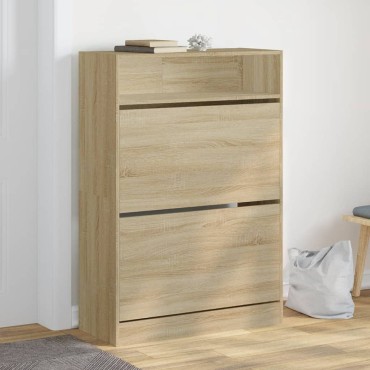 vidaXL Παπουτσοθήκη με 2 Ανακλ. Συρτάρια Sonoma Δρυς 80x34x116cm