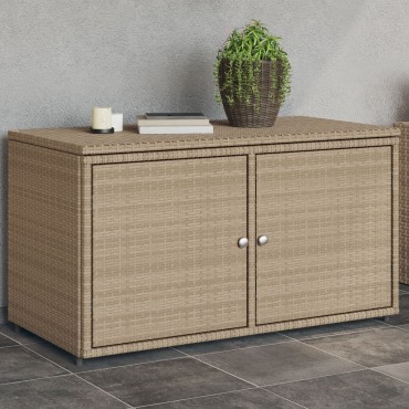 vidaXL Ντουλάπι Αποθήκευσης Κήπου Beige 110x55x60,5cm Συνθετικό Ρατάν