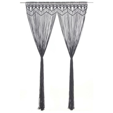 vidaXL Κουρτίνα Μακραμέ Ανθρακί 140x240cm Βαμβακερή