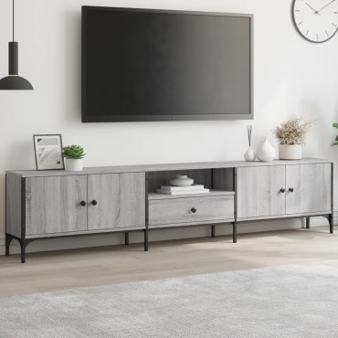 vidaXL Έπιπλο Τηλεόρασης με Συρτάρι Γκρι Sonoma 200x25x44cm Επεξ. Ξύλο