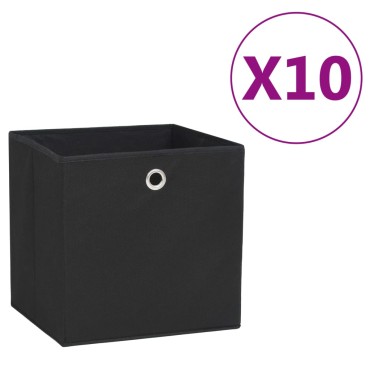 vidaXL Κουτιά Αποθήκευσης 10 τεμ. Μαύρα 28x28x28 εκ. Ύφασμα Non-woven