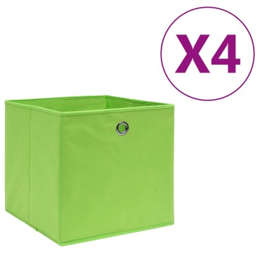 vidaXL Κουτιά Αποθήκευσης 4 τεμ. Πράσινα 28x28x28 εκ. Ύφασμα Non-woven
