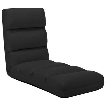 vidaXL Καρέκλα Δαπέδου Πτυσσόμενη Μαύρη από Συνθετικό Δέρμα 175x56x20cm 1 τεμ.