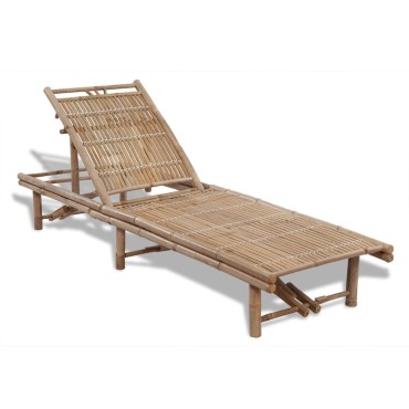 vidaXL Ξαπλώστρα από Μπαμπού 200x65x(30-87)cm 1 τεμ.