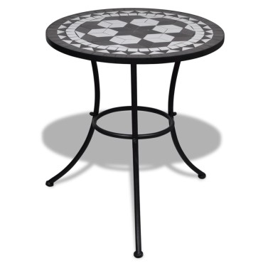 vidaXL Τραπέζι Bistro «Μωσαϊκό» Ασπρόμαυρο 60x70cm 1 τεμ.