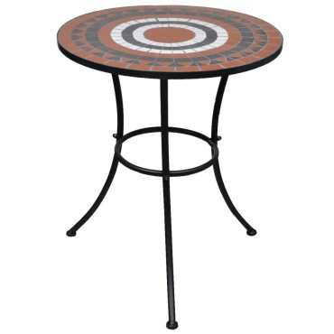 vidaXL Τραπέζι Bistro «Μωσαϊκό» Τερακότα / Λευκό 60x70cm 1 τεμ.