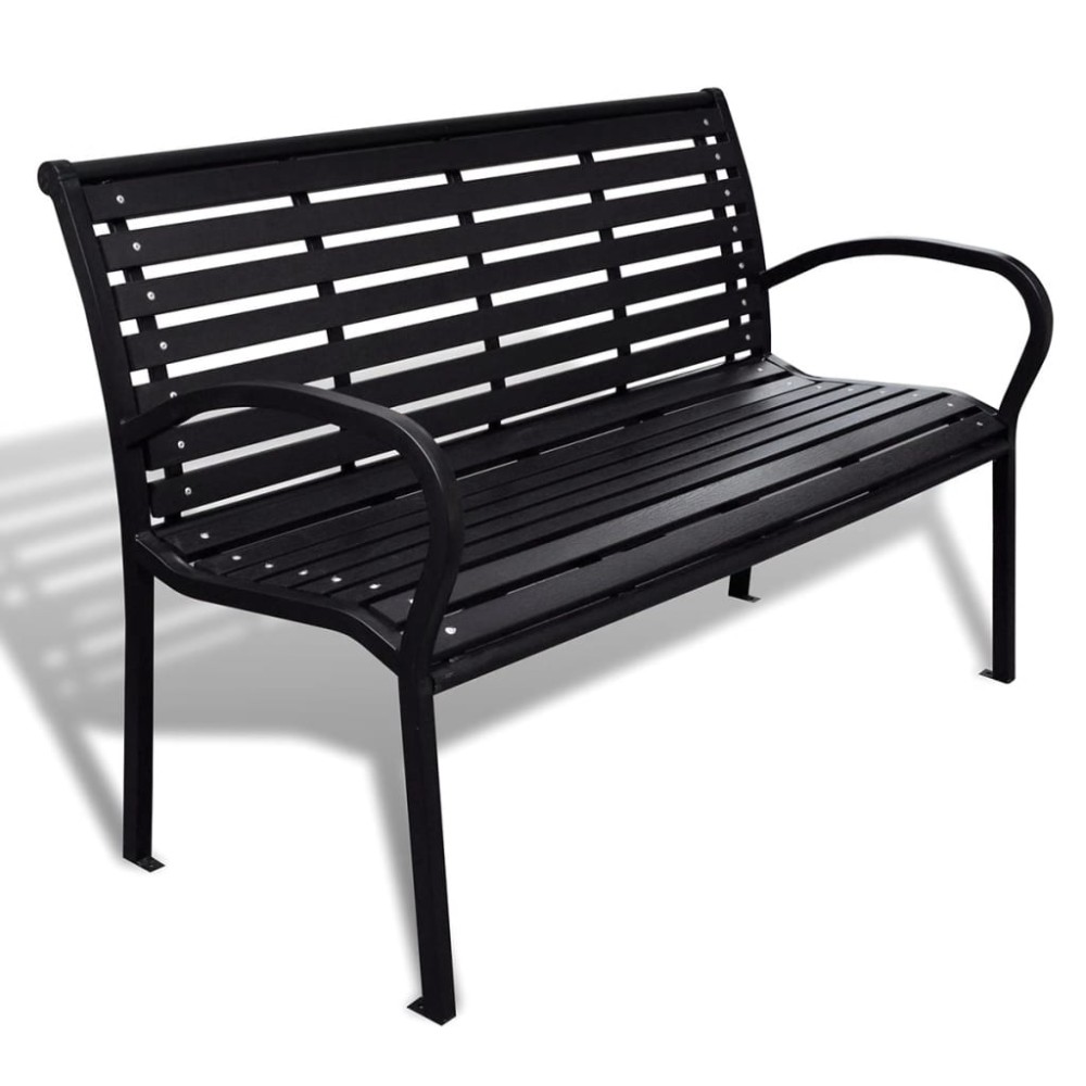 vidaXL Παγκάκι Κήπου Μαύρο από Ατσάλι / WPC 125x60,5x80,5cm 1 τεμ.