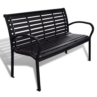 vidaXL Παγκάκι Κήπου Μαύρο από Ατσάλι / WPC 125x60,5x80,5cm 1 τεμ.