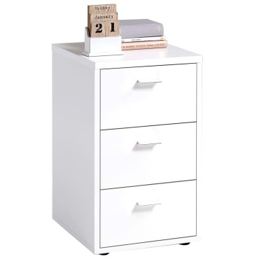 FMD Κομοδίνο με 3 Συρτάρια Λευκό 39,9x35x62,4cm 1 τεμ.