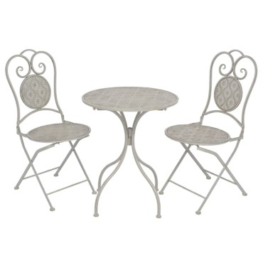 vidaXL Σετ Επίπλων Bistro 3 τεμ. Γκρι Ατσάλινο 60x72cm