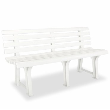 vidaXL Παγκάκι Κήπου Λευκό Πλαστικό 145,5x49x74cm 1 τεμ.