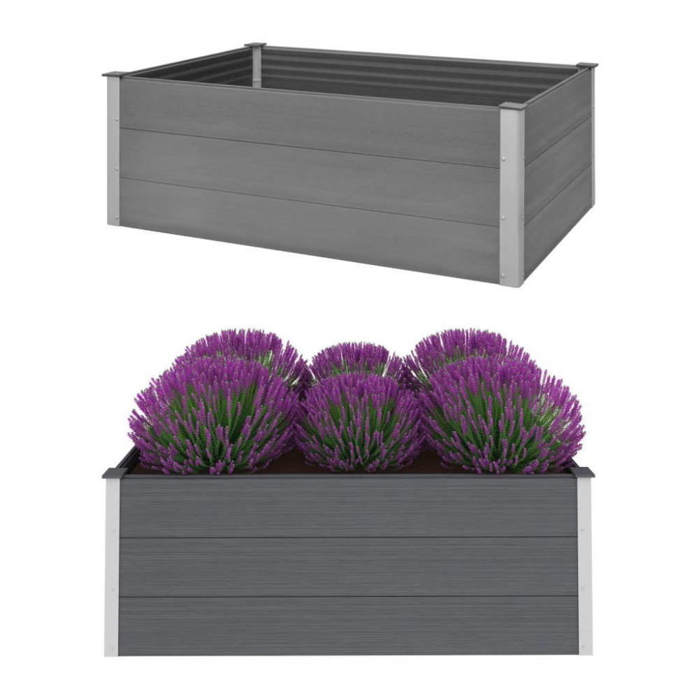 vidaXL Ζαρντινιέρα Υπερυψωμένη Γκρι 150 x 100 x 54 εκ. από WPC