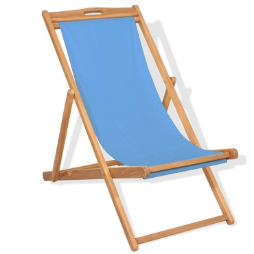 vidaXL Ξαπλώστρα Μπλε 56x105x96cm από Ξύλο Teak