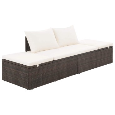vidaXL Ξαπλώστρα - Κρεβάτι Κήπου Καφέ 195x60cm Συνθετικό Ρατάν - Μονό