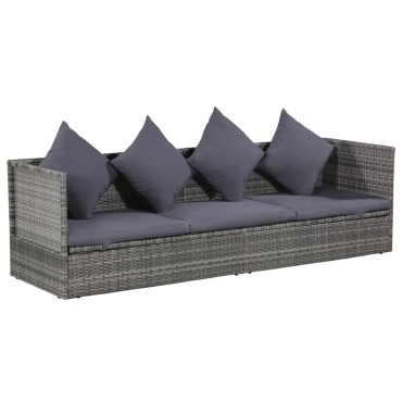 vidaXL Ξαπλώστρα - Κρεβάτι Κήπου Γκρι 200x60cm Συνθετικό Ρατάν 1 τεμ.