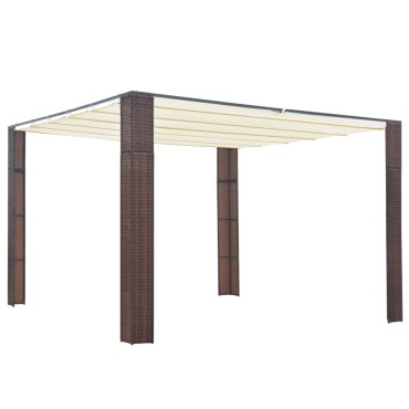 vidaXL Κιόσκι με Οροφή Καφέ/Κρεμ 300x300x200 εκ. από Συνθετικό Ρατάν