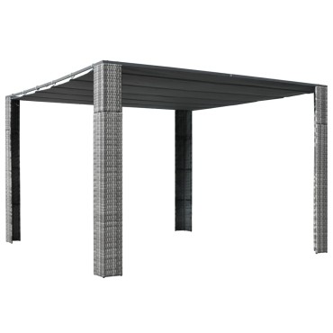 vidaXL Κιόσκι με Οροφή Γκρι/Ανθρακί 300x300x200 εκ. Συνθετικό Ρατάν