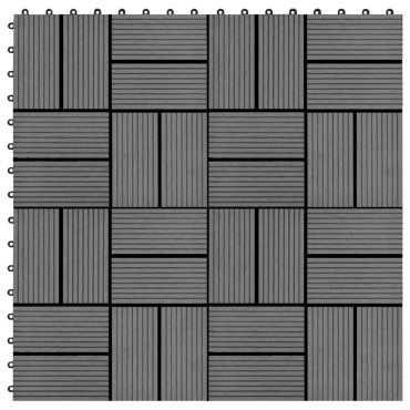 vidaXL Πλακάκια Deck 11 τεμ. Γκρι 30 x 30 εκ. 1 μ² από WPC