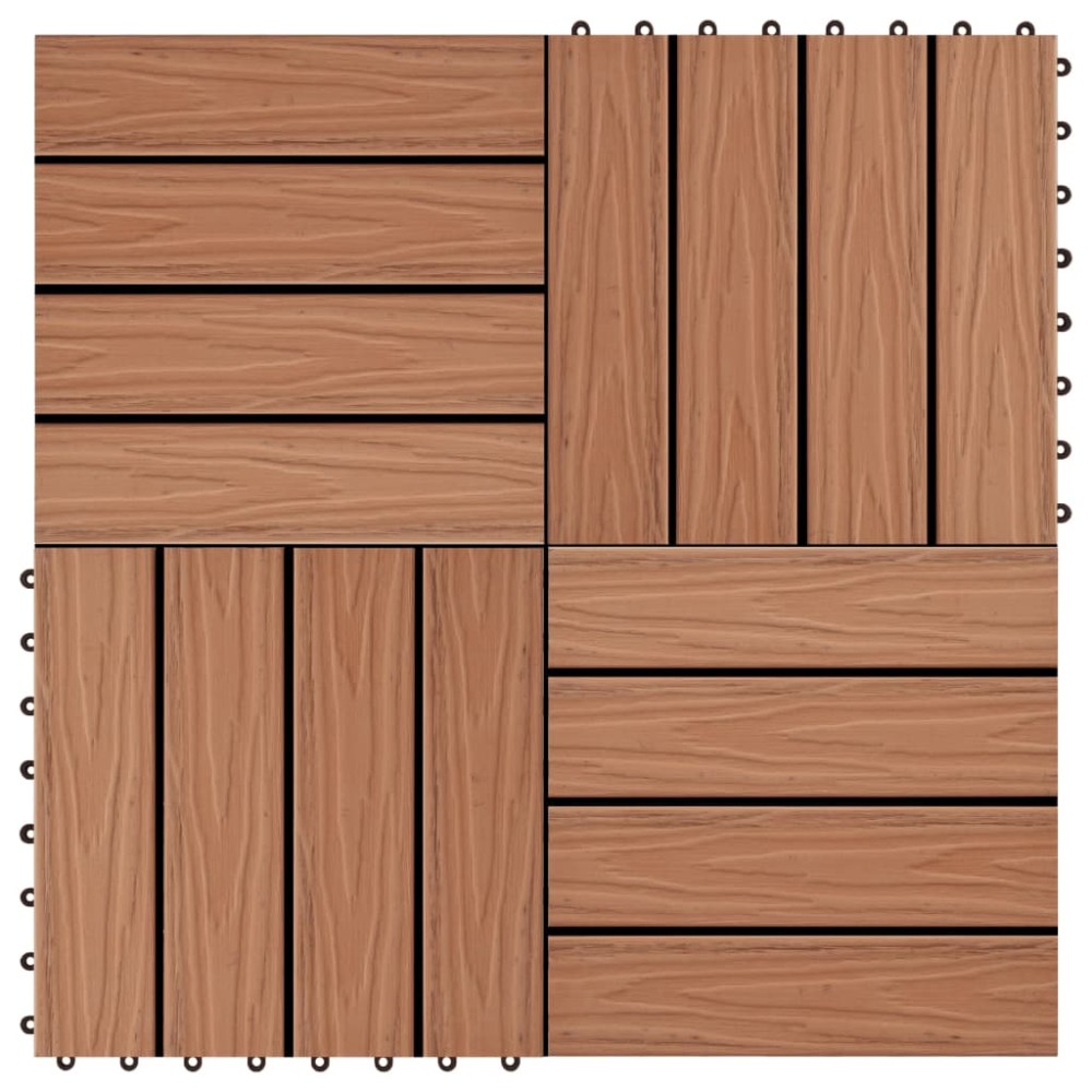 vidaXL Πλακάκια Deck 11 τεμ. Ανάγλυφα Ανοιχτό Καφέ 30x30 εκ. 1 μ² WPC