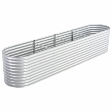 vidaXL Ζαρντινιέρα Υπερυψωμένη Ασημί 400x80x81 εκ. Γαλβανισμ. Χάλυβας
