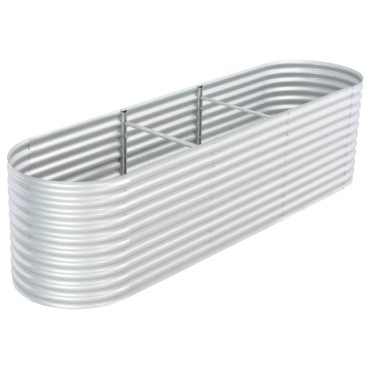 vidaXL Ζαρντινιέρα Υπερυψωμένη Ασημί 320x80x81 εκ. Γαλβανισμ. Χάλυβας