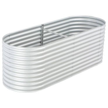 vidaXL Ζαρντινιέρα Υπερυψωμένη Ασημί 240x80x81 εκ. Γαλβανισμ. Χάλυβας