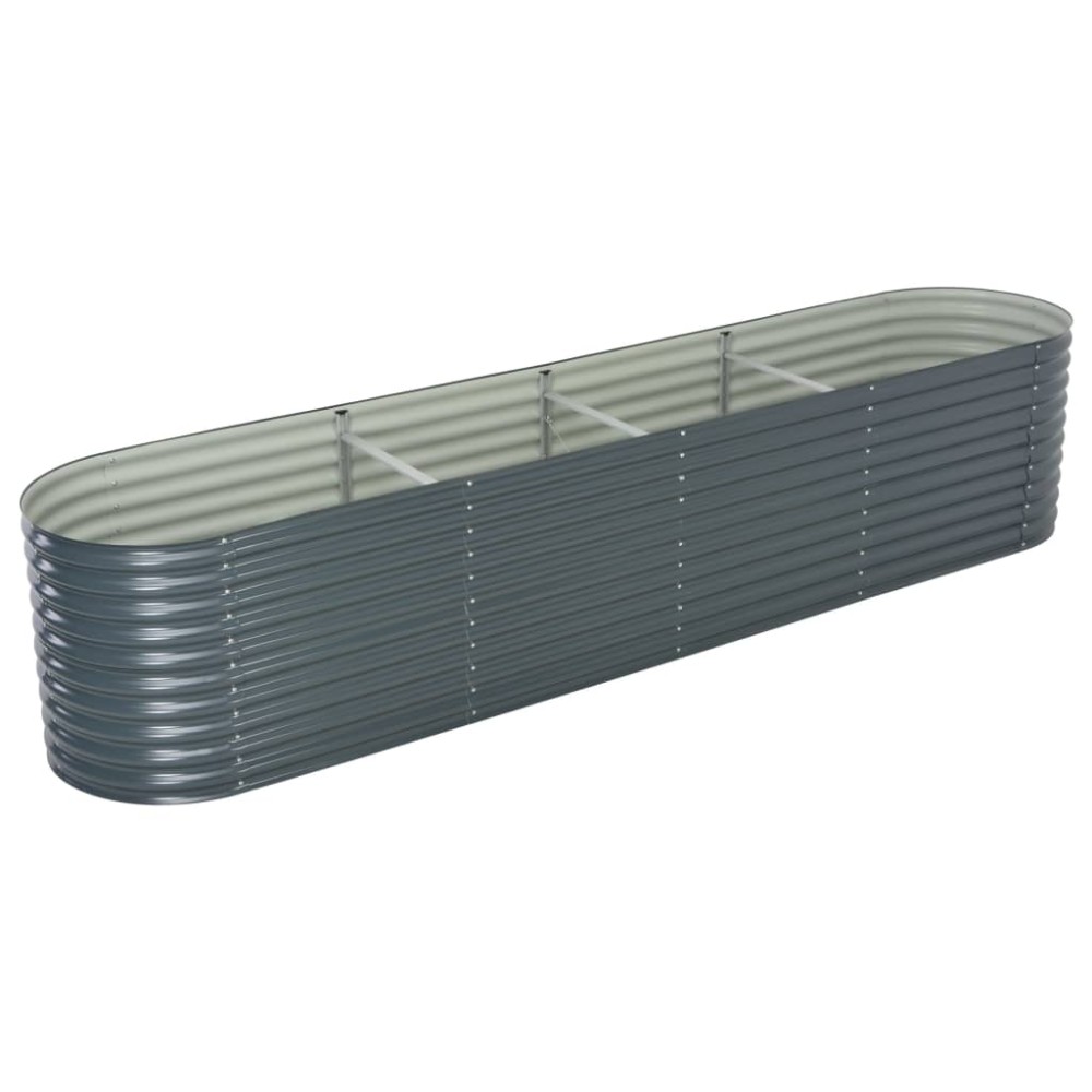 vidaXL Ζαρντινιέρα Υπερυψωμένη Γκρι 400x80x81 εκ. Γαλβανισμ. Χάλυβας