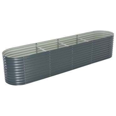 vidaXL Ζαρντινιέρα Υπερυψωμένη Γκρι 400x80x81 εκ. Γαλβανισμ. Χάλυβας