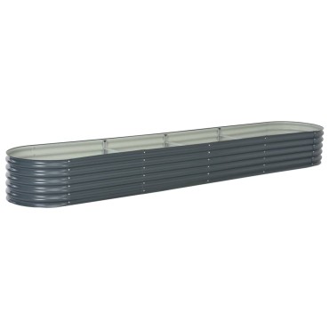 vidaXL Ζαρντινιέρα Υπερυψωμένη Γκρι 400x80x44 εκ. Γαλβανισμ. Χάλυβας