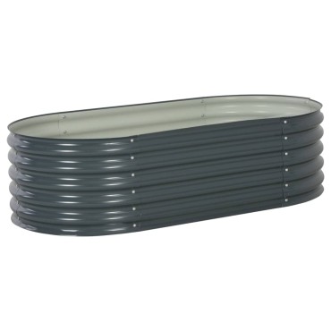 vidaXL Ζαρντινιέρα Υπερυψωμένη Γκρι 160x80x44 εκ. Γαλβανισμ. Χάλυβας