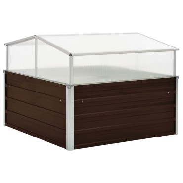 vidaXL Θερμοκήπιο Σπορείο Καφέ 100x100x85 εκ. από Γαλβανισμένο Χάλυβα