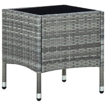 vidaXL Τραπέζι Κήπου Γκρι 40x40x45cm από Συνθετικό Ρατάν 1 τεμ.