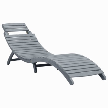 vidaXL Ξαπλώστρα Γκρι από Μασίφ Ξύλο Ακακίας 190x60x51cm 1 τεμ.