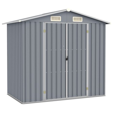 vidaXL Αποθήκη Κήπου Γκρι 205 x 129 x 183 εκ. από Γαλβανισμένο Ατσάλι