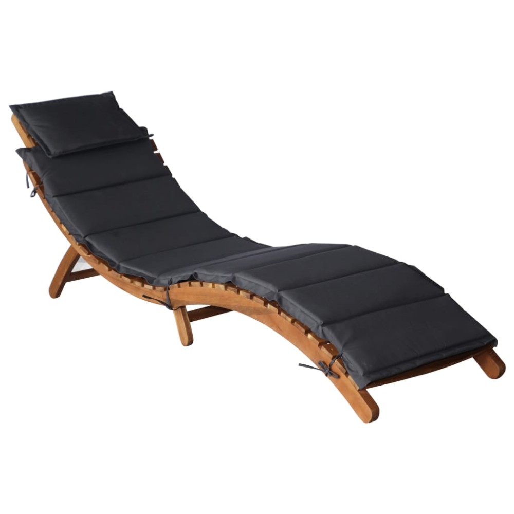 vidaXL | Ξαπλώστρα | σκούρο γκρι 55x184x64cm Στερεό Ξύλο Ακακίας