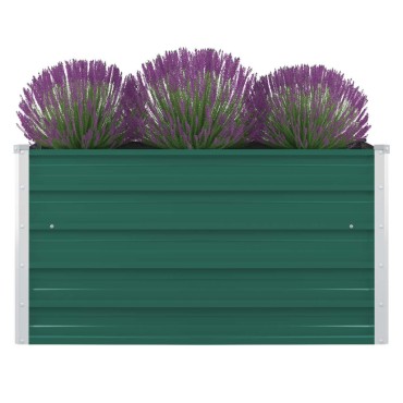 vidaXL Ζαρντινιέρα Ψηλή Πράσινη 100x100x45 εκ. Γαλβανισμένος Χάλυβας