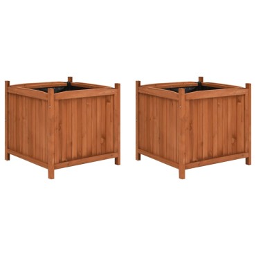 vidaXL Ζαρντινιέρες Υπερυψωμένες 2 τεμ. 50 x 50 x 50 εκ. Ξύλο Ελάτης