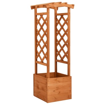 vidaXL Γλάστρα με Καφασωτό Αψίδα 49 x 39 x 130 εκ. από Μασίφ Ξύλο Ελάτης
