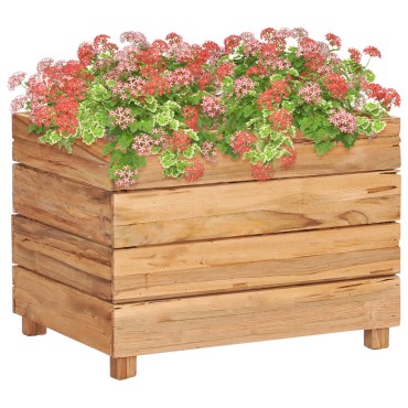 vidaXL Ζαρντινιέρα Υπερυψωμένη 50x40x38 εκ. Ανακυκλ. Ξύλο Teak/Ατσάλι