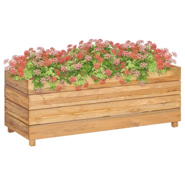 vidaXL Ζαρντινιέρα Υπερυψωμένη 100x40x38 εκ. Ανακυκλ. Ξύλο Teak/Ατσάλι