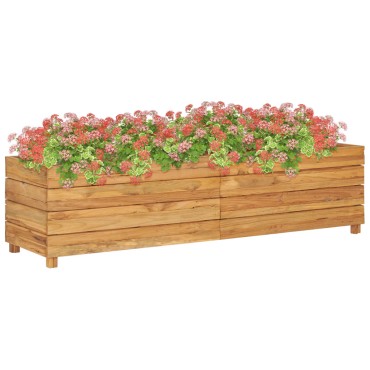 vidaXL Ζαρντινιέρα Υπερυψωμένη 150x40x38 εκ. Ανακυκλ. Ξύλο Teak/Ατσάλι