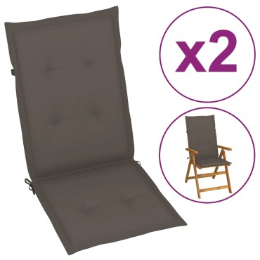 vidaXL Μαξιλάρια Καρέκλας Κήπου με Πλάτη 2 τεμ. Taupe 120x50x3cm